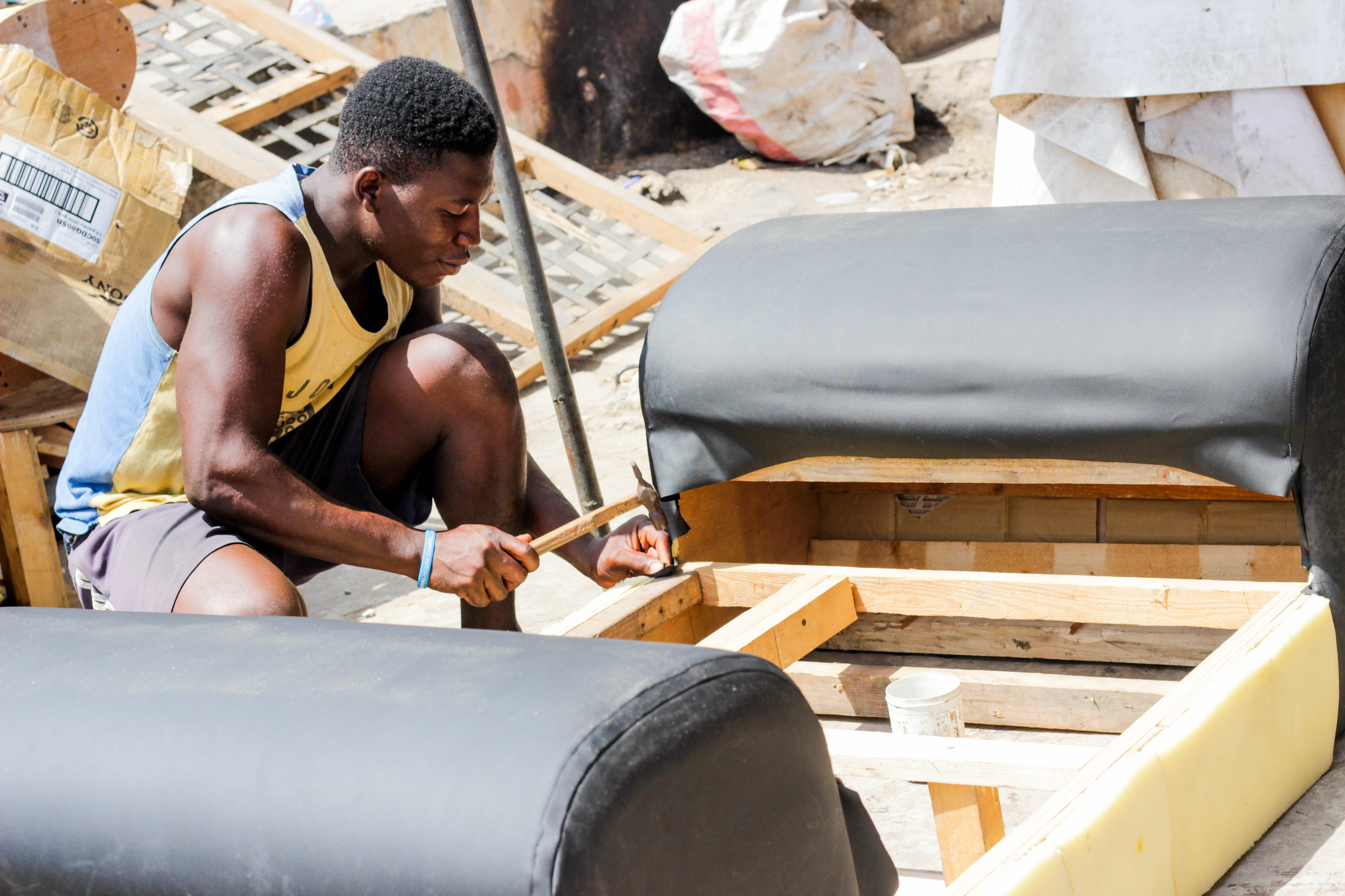 Expert carpenter crafting furniture